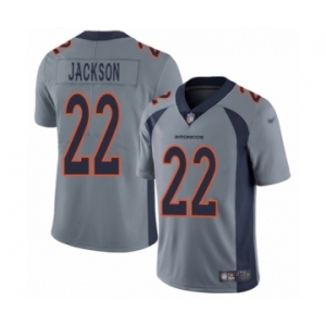 Men's Denver Broncos #22 Kareem Jackson Limited Silver Inverted Legend Football Jersey