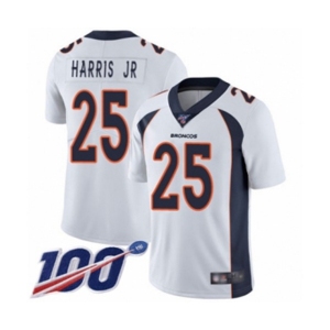 Men's Denver Broncos #25 Chris Harris Jr White Vapor Untouchable Limited Player 100th Season Football Jersey