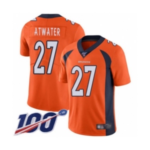 Men's Denver Broncos #27 Steve Atwater Orange Team Color Vapor Untouchable Limited Player 100th Season Football Jersey