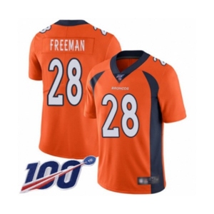 Men's Denver Broncos #28 Royce Freeman Orange Team Color Vapor Untouchable Limited Player 100th Season Football Jersey