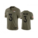 Men's Denver Broncos #3 Russell Wilson 2022 Olive Salute To Service Limited Stitched Jersey