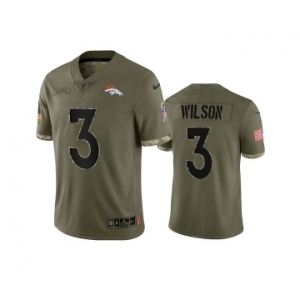 Men's Denver Broncos #3 Russell Wilson 2022 Olive Salute To Service Limited Stitched Jersey