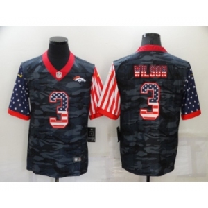 Men's Denver Broncos #3 Russell Wilson Camo Salute To Serve USA Flag Limited Jersey