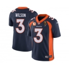 Men's Denver Broncos #3 Russell Wilson Navy With C Patch & Walter Payton Patch Vapor Untouchable Limited Stitched Jersey