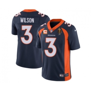 Men's Denver Broncos #3 Russell Wilson Navy With C Patch & Walter Payton Patch Vapor Untouchable Limited Stitched Jersey