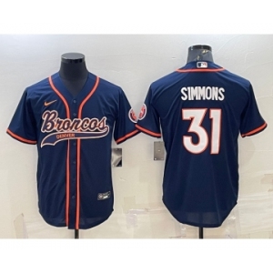 Men's Denver Broncos #31 Justin Simmons Navy Blue Stitched Cool Base Nike Baseball Jersey
