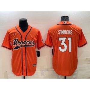 Men's Denver Broncos #31 Justin Simmons Orange Stitched Cool Base Nike Baseball Jersey