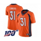 Men's Denver Broncos #31 Justin Simmons Orange Team Color Vapor Untouchable Limited Player 100th Season Football Jersey