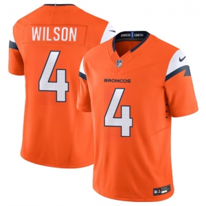 Men's Denver Broncos #4 Zach Wilson Orange 2024 F.U.S.E. Vapor Limited Football Stitched Jersey