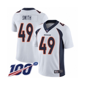 Men's Denver Broncos #49 Dennis Smith White Vapor Untouchable Limited Player 100th Season Football Jersey