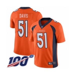 Men's Denver Broncos #51 Todd Davis Orange Team Color Vapor Untouchable Limited Player 100th Season Football Jersey
