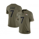 Men's Denver Broncos #7 John Elway 2022 Olive Salute To Service Limited Stitched Jersey