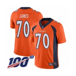 Men's Denver Broncos #70 Ja'Wuan James Orange Team Color Vapor Untouchable Limited Player 100th Season Football Jersey