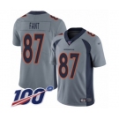 Men's Denver Broncos #87 Noah Fant Limited Silver Inverted Legend 100th Season Football Jersey