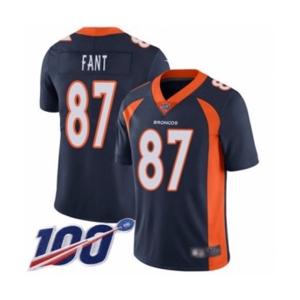 Men's Denver Broncos #87 Noah Fant Navy Blue Alternate Vapor Untouchable Limited Player 100th Season Football Jersey