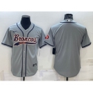 Men's Denver Broncos Blank Gray With Patch Cool Base Stitched Baseball Jersey