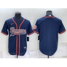 Men's Denver Broncos Blank Nvay Blue Stitched Cool Base Nike Baseball Jersey