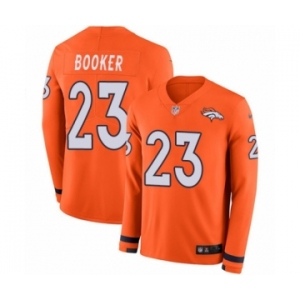Men's Nike Denver Broncos #23 Devontae Booker Limited Orange Therma Long Sleeve NFL Jersey