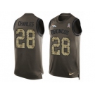 Men's Nike Denver Broncos #28 Jamaal Charles Limited Green Salute to Service Tank Top NFL Jersey