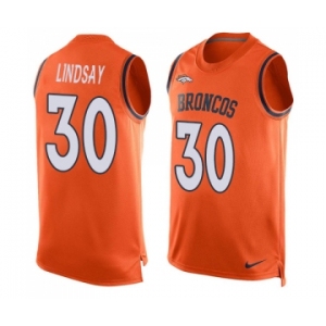 Men's Nike Denver Broncos #30 Phillip Lindsay Limited Orange Player Name & Number Tank Top NFL Jersey
