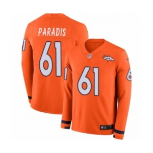 Men's Nike Denver Broncos #61 Matt Paradis Limited Orange Therma Long Sleeve NFL Jersey