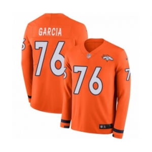 Men's Nike Denver Broncos #76 Max Garcia Limited Orange Therma Long Sleeve NFL Jersey