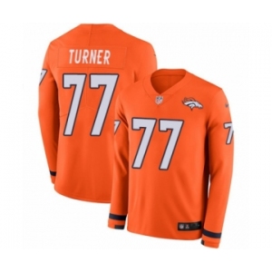 Men's Nike Denver Broncos #77 Billy Turner Limited Orange Therma Long Sleeve NFL Jersey