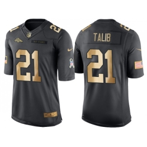 Nike Denver Broncos #21 Aqib Talib Anthracite 2016 Christmas Gold Men's NFL Limited Salute to Service Jersey