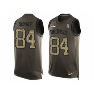 Nike Denver Broncos #84 Shannon Sharpe Green Men's Stitched NFL Limited Salute To Service Tank Top Jersey