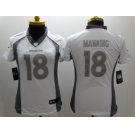 Nike Women denver broncos #18 peyton manning Platinum White Jerseys