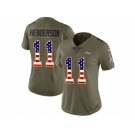 Women Nike Denver Broncos #11 Carlos Henderson Limited Olive USA Flag 2017 Salute to Service NFL Jersey