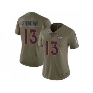 Women Nike Denver Broncos #13 Trevor Siemian Olive Stitched NFL Limited 2017 Salute to Service Jersey