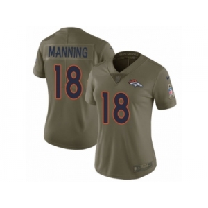 Women Nike Denver Broncos #18 Peyton Manning Limited Olive 2017 Salute to Service NFL Jersey