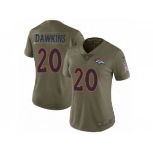 Women Nike Denver Broncos #20 Brian Dawkins Limited Olive 2017 Salute to Service NFL Jersey