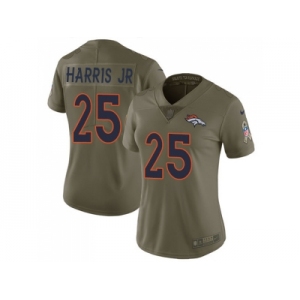 Women Nike Denver Broncos #25 Chris Harris Jr Olive Stitched NFL Limited 2017 Salute to Service Jersey