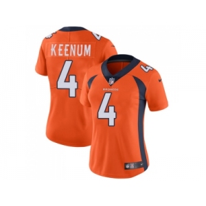 Women Nike Denver Broncos #4 Case Keenum Orange Team Color Stitched NFL Vapor Untouchable Limited Jersey