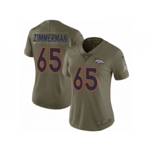 Women Nike Denver Broncos #65 Gary Zimmerman Limited Olive 2017 Salute to Service NFL Jersey
