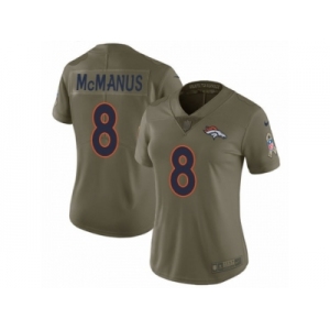 Women Nike Denver Broncos #8 Brandon McManus Limited Olive 2017 Salute to Service NFL Jersey