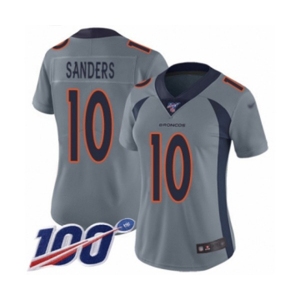 Women's Denver Broncos #10 Emmanuel Sanders Limited Silver Inverted Legend 100th Season Football Jersey