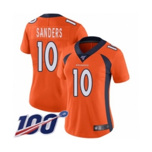 Women's Denver Broncos #10 Emmanuel Sanders Orange Team Color Vapor Untouchable Limited Player 100th Season Football Jersey