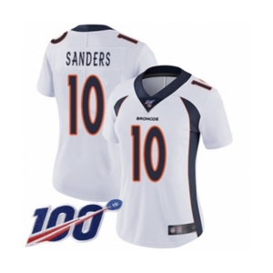 Women's Denver Broncos #10 Emmanuel Sanders White Vapor Untouchable Limited Player 100th Season Football Jersey