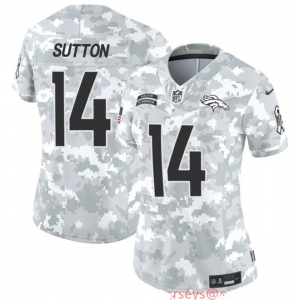 Women's Denver Broncos #14 Courtland Sutton 2024 F.U.S.E Arctic Camo Salute To Service Limited Stitched Jersey