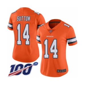 Women's Denver Broncos #14 Courtland Sutton Limited Orange Rush Vapor Untouchable 100th Season Football Jersey