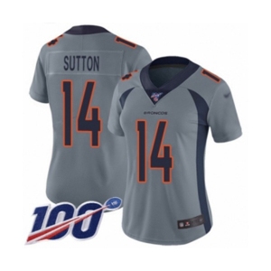 Women's Denver Broncos #14 Courtland Sutton Limited Silver Inverted Legend 100th Season Football Jersey