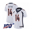 Women's Denver Broncos #14 Courtland Sutton White Vapor Untouchable Limited Player 100th Season Football Jersey