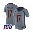 Women's Denver Broncos #17 DaeSean Hamilton Limited Silver Inverted Legend 100th Season Football Jersey