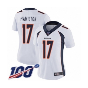 Women's Denver Broncos #17 DaeSean Hamilton White Vapor Untouchable Limited Player 100th Season Football Jersey