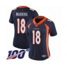 Women's Denver Broncos #18 Peyton Manning Navy Blue Alternate Vapor Untouchable Limited Player 100th Season Football Jersey