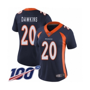 Women's Denver Broncos #20 Brian Dawkins Navy Blue Alternate Vapor Untouchable Limited Player 100th Season Football Jersey