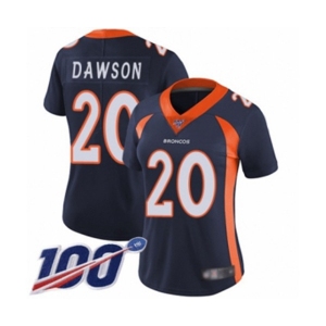 Women's Denver Broncos #20 Duke Dawson Navy Blue Alternate Vapor Untouchable Limited Player 100th Season Football Jersey